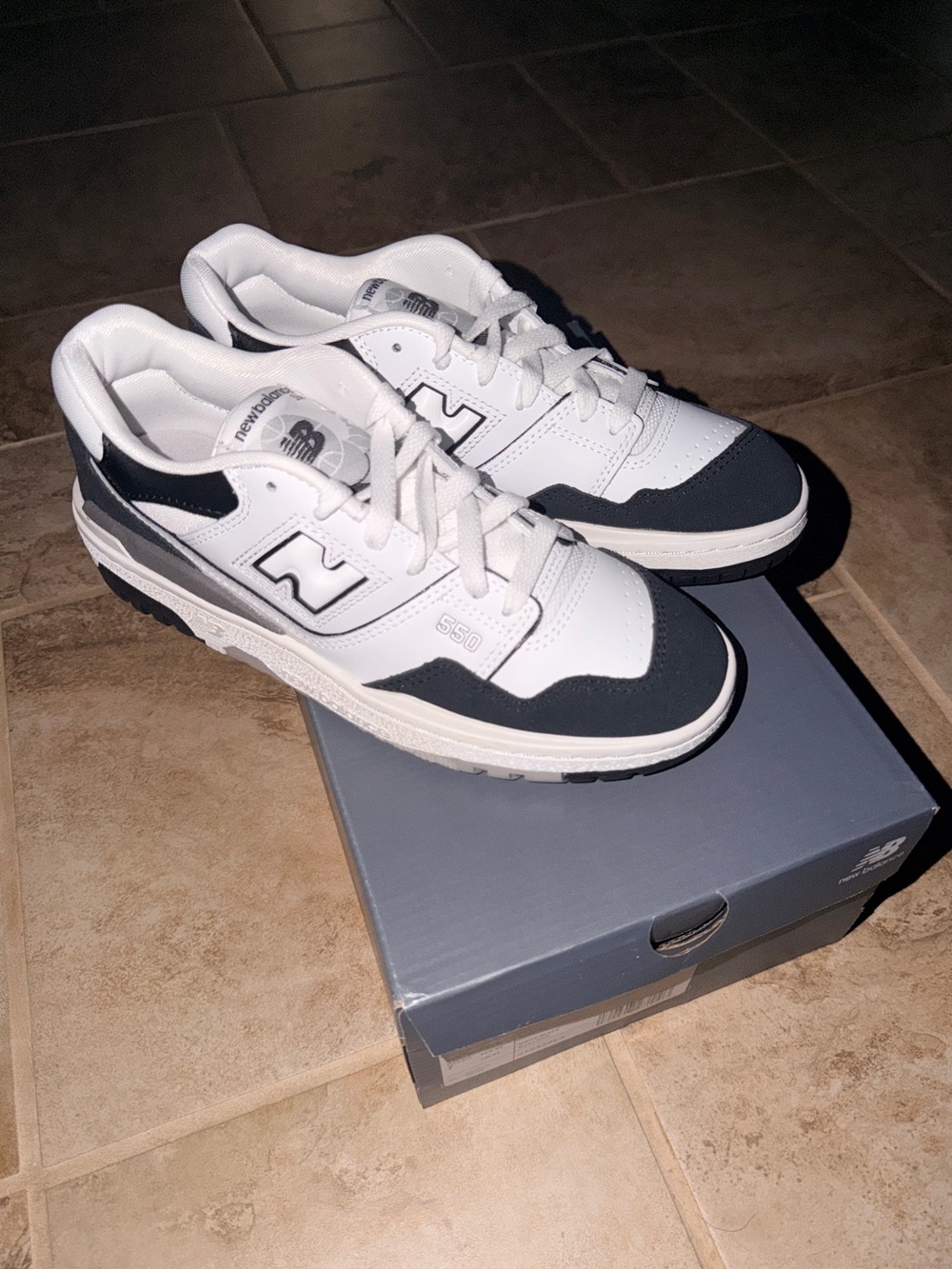 New Balance 550 GS Sneakers in white and black colorway. Brand New